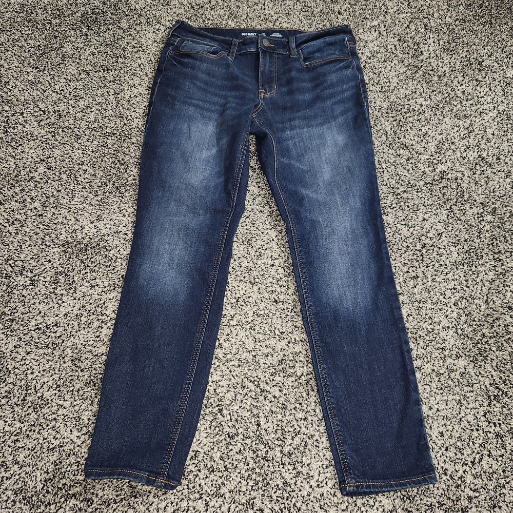 Old Navy Mid Rise Rockstar Super Skinny Jeans Darkwash Stretch Women Sz 10 Short